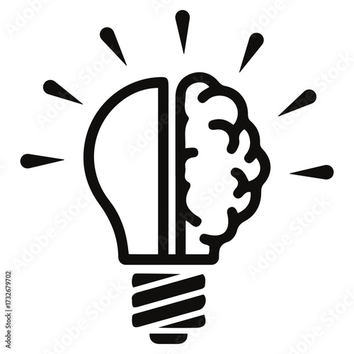 Creativity icon Ideas & Inspiration Icon Light Bulb Creative thought linear icon set. brainstorming and idea generation symbols Design Tools Icon Brain inside lightbulb icon in black creativity 