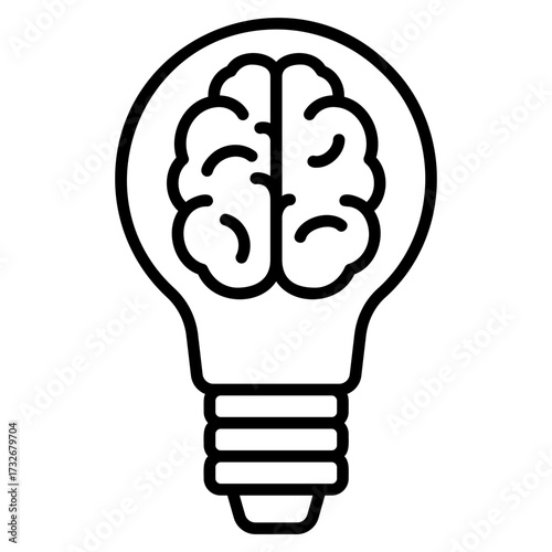 Creativity icon Ideas & Inspiration Icon Light Bulb Creative thought linear icon set. brainstorming and idea generation symbols Design Tools Icon Brain inside lightbulb icon in black creativity 