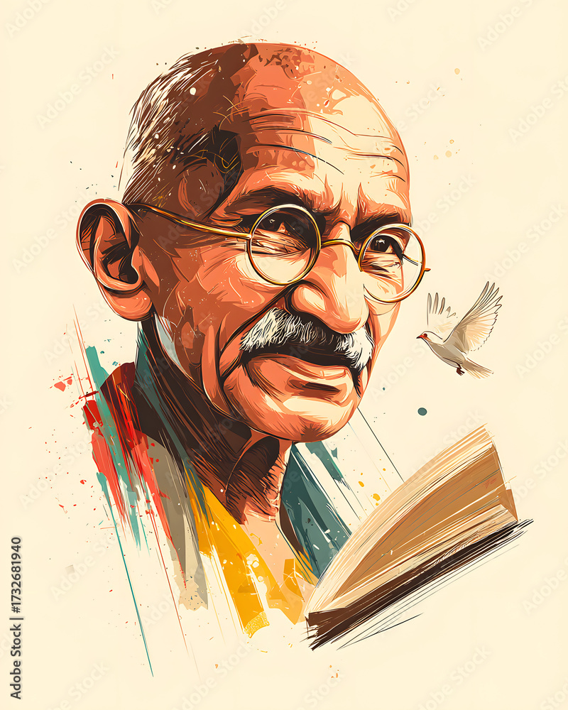 custom made wallpaper toronto digitalMinimalist flyer template for 2nd October Gandhi Jayanti, featuring Mahatma Gandhi's profile and freedom theme