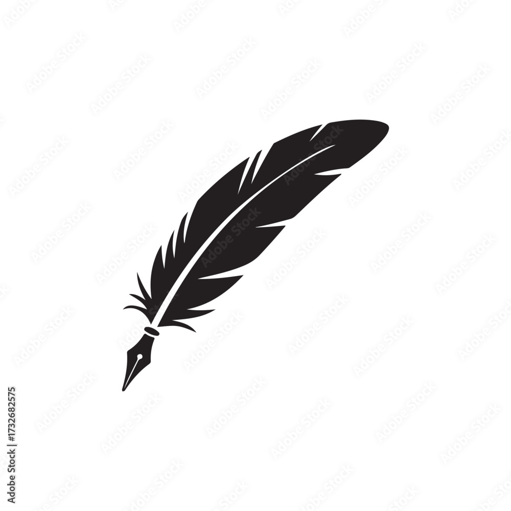 Fototapeta premium Minimalist quill pen writing icon vector
