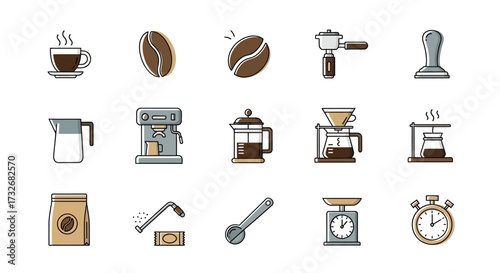 Coffee Brewing Equipment and Beans.