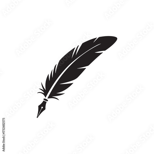 Minimalist quill pen writing icon vector