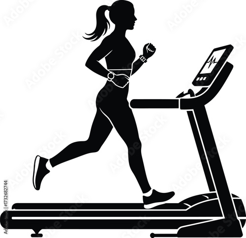 Woman on a treadmill machine. Treadmill exercise at the gym
