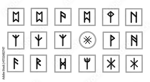 Collection of Ancient Runes - A Symbolic and Mystical Alphabet.