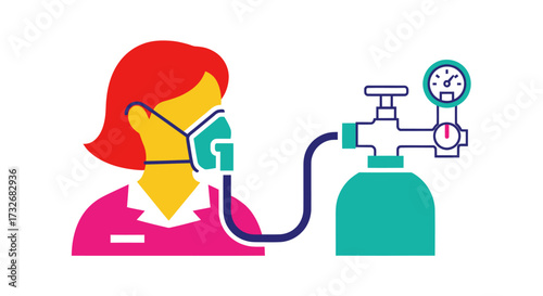 Icon of a person receiving oxygen therapy from a tank.