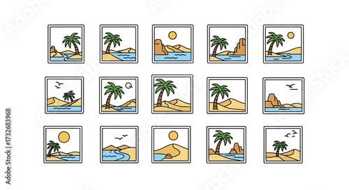 Collection of Desert and Beach Scenes.