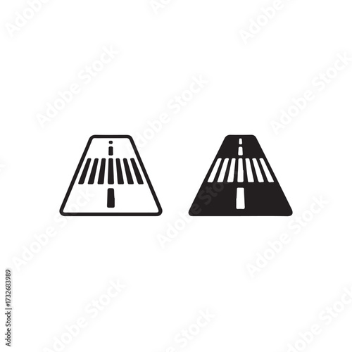 3d road sign icon on white background with barcode and construction elements