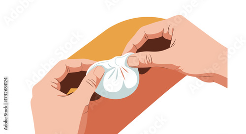 Hands carefully shaping a traditional Chinese steamed bun.