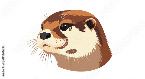 Adorable river otter head vector portrait illustration.