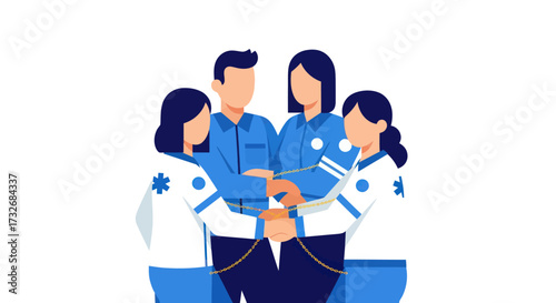 Healthcare Workers Putting Hands Together for Teamwork.