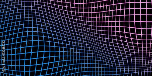 warped grid landscape: a retro-futuristic vaporwave dreamscape in blue and pink