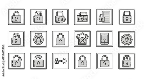 Collection of security and privacy icons representing digital safety and data protection concepts.