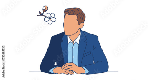 Faceless man in suit with flower