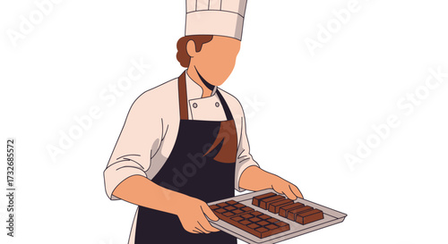 Chef holding tray of chocolates