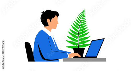 Office worker with fern