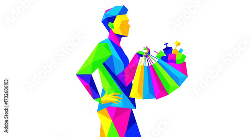 Geometric shopper holds many bags