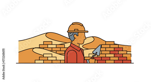 Bricklayer building wall