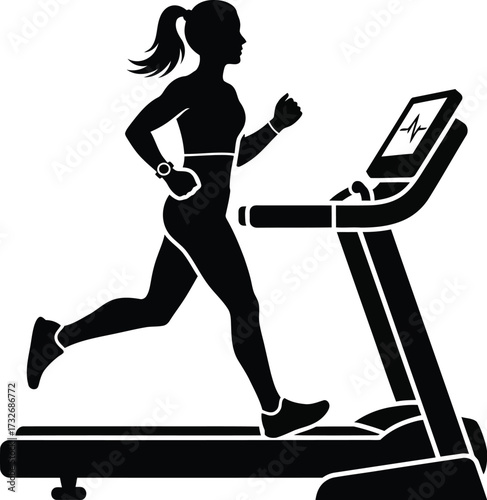 Woman on a treadmill machine. Treadmill exercise at the gym