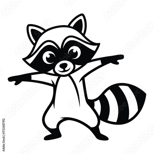 Vector art of cute cartoon raccoon in confident pose
