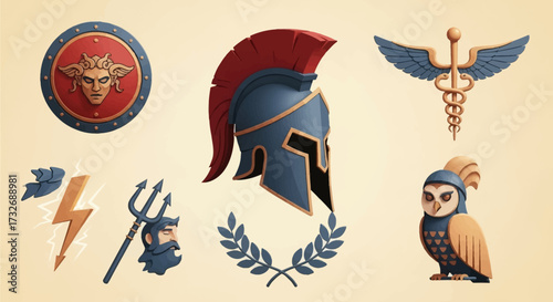 Greek Mythology Symbols and Icons Collection.