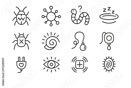 Icons beetle emotional icon halo sleep bead vector plug parasite earpiece node
