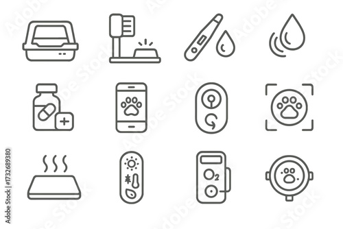 Futuristic biometric environmental reminder icon digital leash analysis icons vector pet smart