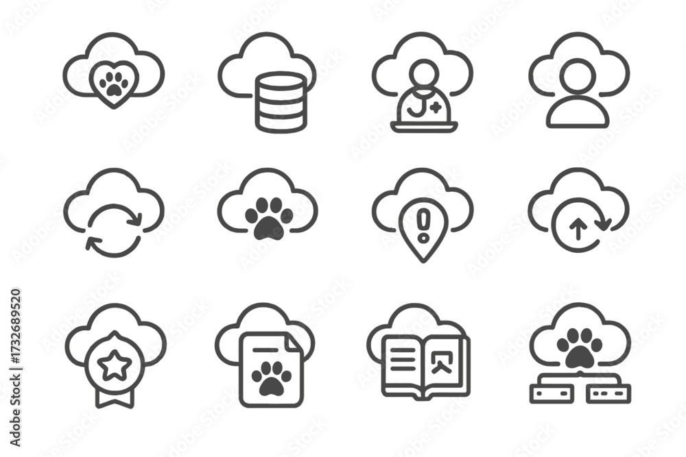 Fototapeta premium System emergency badge cloud pet vector update icon backup sync storage subscription