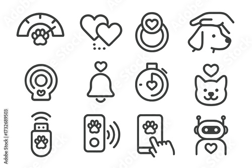 Bonding pet meter ai attention emitter joy familiar scent vector icons icon