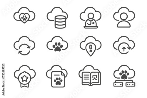 System emergency badge cloud pet vector update icon backup sync storage subscription