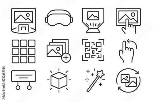Visual reality cube placement icon view tile spatial ar vector switcher icons