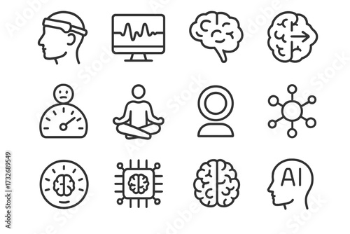 Training icon enhancer neuro vector neural brain module meter tracker coaching