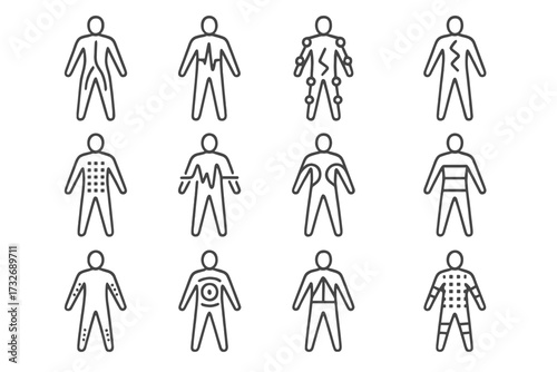 Body energy pattern icons sync flow vector icon scan limbs system grid