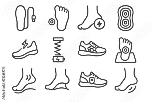 Vector absorber insole footwear icon pad conductive icons flexible voltage tech walking