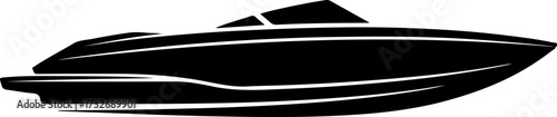 ski boat silhouette silhouette vector illustration