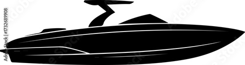 ski boat silhouette silhouette vector illustration