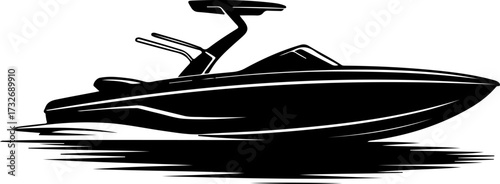 ski boat silhouette silhouette vector illustration