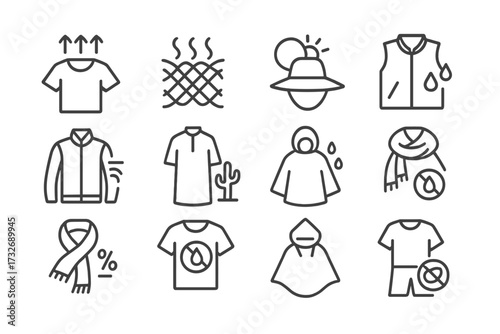 Heat vector scarf fashion regulation pattern icon climate monsoon bandana conscious minimal
