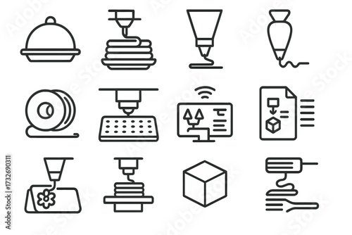 Vector food fork dough filament edible meal block nozzle symbol d icon