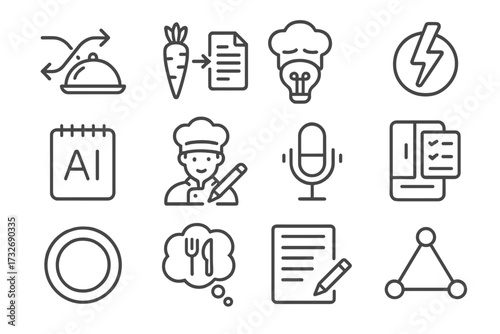 Icons pencil editable fridge recipe ai flat avatar cooking vector icon inventory