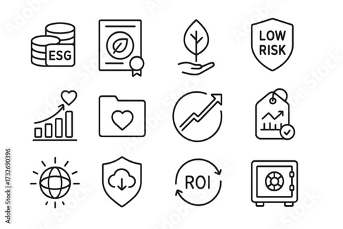 Arrow esg vector outcome responsible icons leaf impact investing icon clean