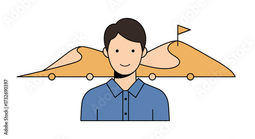 Vector portrait illustration of a smiling young man.