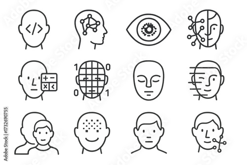 Smile identity lines face code ai generation icons pixelated vector icon symmetry