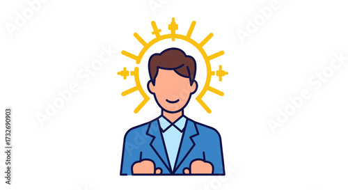 Illustration of a Confident Businessman with a Shining Halo.