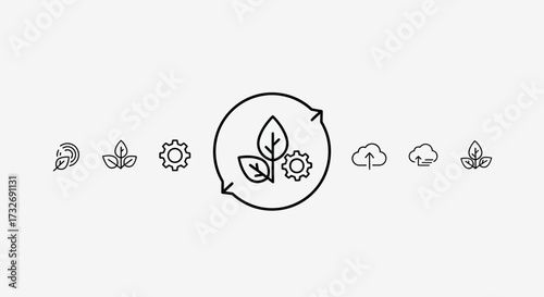 Sustainable Development and Environmental Protection Line Icons.
