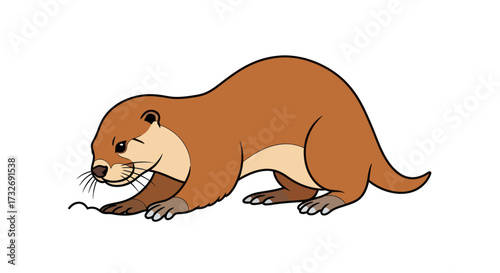 Cute cartoon otter character illustration isolated on white.