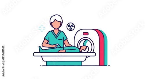 Medical professional conducting a CT scan on a patient.