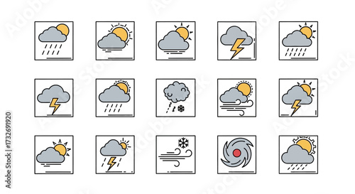Weather Icons - Hand-Drawn Set for Forecasting and Climate.