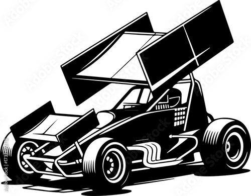sprint car silhouette vector illustration
