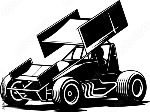 sprint car silhouette vector illustration