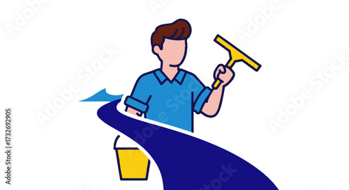 Illustrated character of a professional cleaning service man.